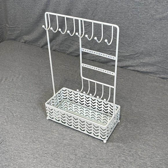 At Home Chevron Wire Jewelry Stand Organizer with Mirror Base - Picture 4 of 9